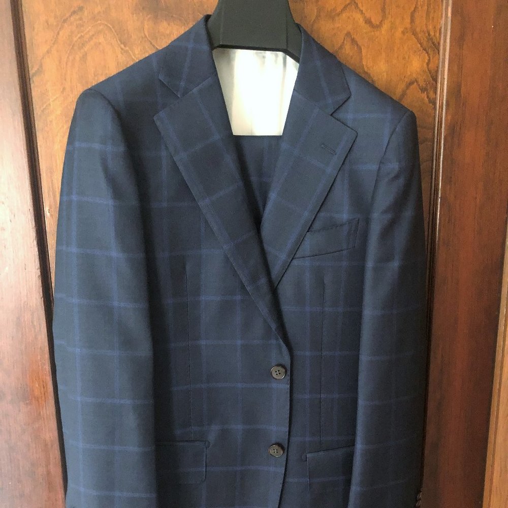 SuitSupply Men's Lazio Blue Check Suit 36